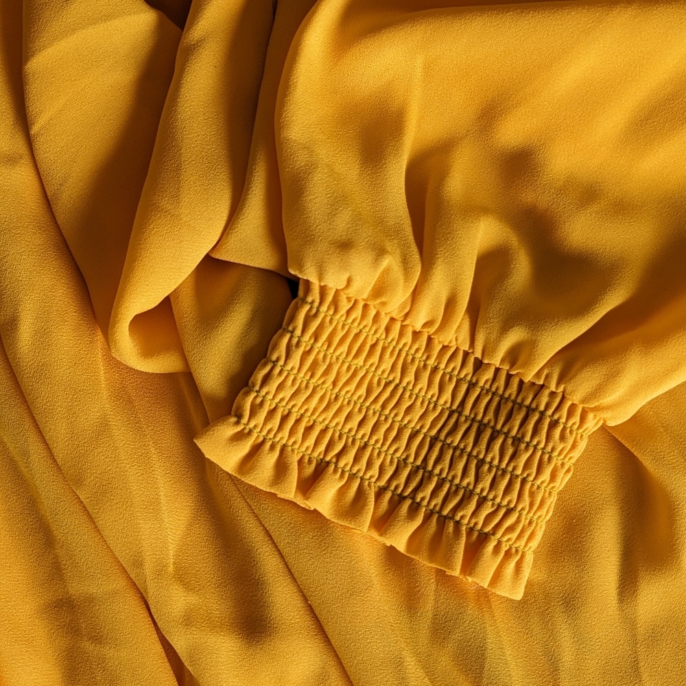 LOFT Bright Yellow / Gold long sleeve blouse / top - Picture 4 of 7